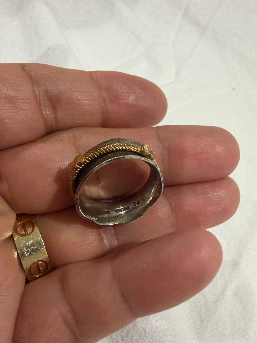 Two-Tone Gold and Silver Serpent Accent Women’s Ring